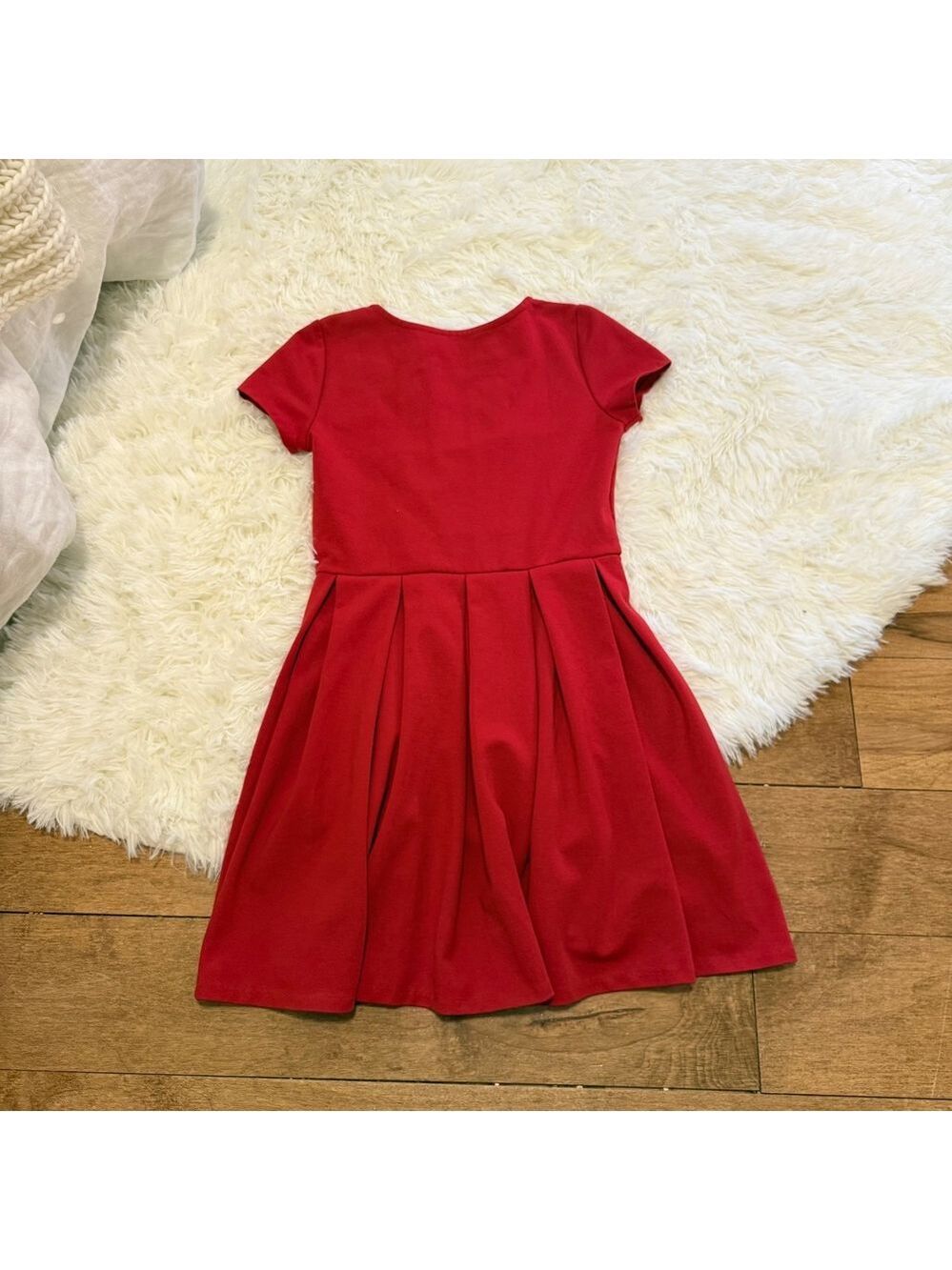 Polo Ralph Lauren Red Pleated Skater Dress Girls Medium 8-10 Preppy Vibe - Picture 3 of 4